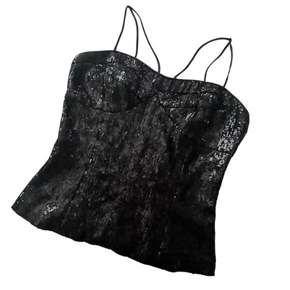 Black Sequin Tank Top - Picture 1 of 4